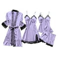 thumbnail image 1 of VISALY Pajama Sets Soft Pajama Set Lace Mid Long Dress Sleepwear Nightdress Set Pajamas Camisole Tank Tops Silk Satin Pajamas Short Sleepwear Sets Lounge Sets Matching Pajama Set 4Pc Purple Xl, 1 of 5