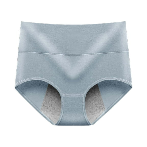 VISALY Period Panties High Waisted Underwear Cotton Underwear Heavy Flow Leakproof Menstrual Protective Briefs Stretch Briefs Comfortable Underwear No Show Underwear Breathable Underwear Light Blue L
