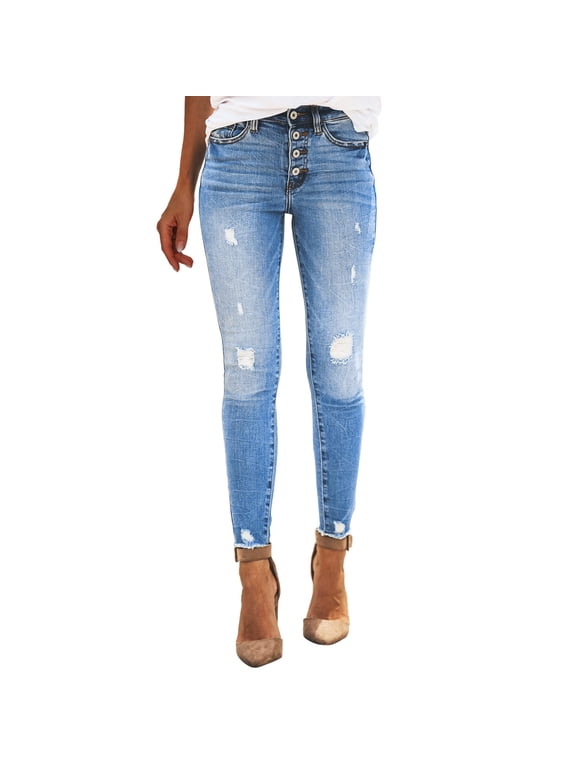 Petite Pants for Women, Ripped Jeans Womens, Women's Casual Stretch Washed Ripped Paint Skinny Street Style Denim Trousers Women Stretchy High Waisted, 1 Pack Jeans for Women (A, XXL)