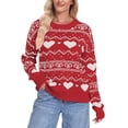 thumbnail image 1 of VISALY Pink Heart Sweater for Women Heart Sweater with Bow Dressy Casual Sweaters Oversized Sweater Pullover Sweater Dressy Tops Plus Size Sweaters Lightweight Sweaters Plus Size Sweaters Red Xl, 1 of 5