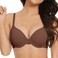 thumbnail image 1 of VISALY Plus Size Full Coverage Padded Underwire Lace Bra Seamless Adjustable Thin Straps Push Up Convertible Bra Lace Trim Bust Lifting Support T-Shirt Bralettes Comfy Soft Shaping Bra Brown 90B, 1 of 4