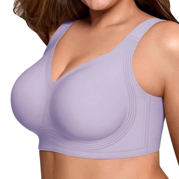VISALY Plus Size Lift Bust Shaping Bras for Older Women Supportive Wireless Push Up Bra Full Coverage No Underwire Seamless Plus Size Jelly Bralette for Older Women Lift Tshirt Bras Light Pink Xxl