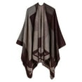thumbnail image 1 of VISALY Poncho Shawl Boho Cardigans Women's Shawl Open Front Cape Oversized Sweaters Casual Cardigan Shawls for Fall Winter Blanket Shawl Wraps Off The Shoulder Poncho Knitted Poncho Coffee One Size, 1 of 8