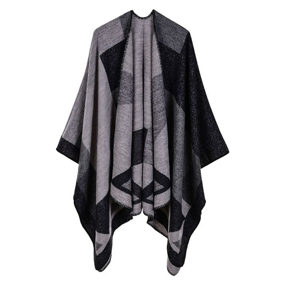 VISALY Poncho Shawl Boho Cardigans Women's Shawl Open Front Cape Oversized Sweaters Casual Cardigan Shawls for Fall Winter Blanket Shawl Wraps Off The Shoulder Poncho Knitted Poncho Black One Size