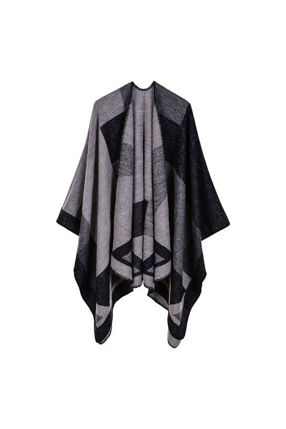 Poncho Shawl Boho Cardigans Women's Shawl Open Front Cape Oversized Sweaters Casual Cardigan Shawls for Fall Winter Blanket Shawl Wraps Off The Shoulder Poncho Knitted Poncho Black One Size