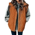 thumbnail image 1 of VISALY Puffer Vest Women Plain Colored Sleeveless Quilted Jacket Lightweight Snap Zip Up Button Stand-Up Collar Down with Pockets Outerwear for Winter Orange M, 1 of 6