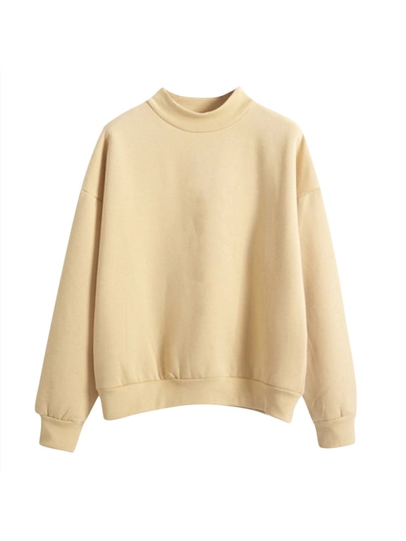Pullover Crewneck Sweaters Mock Neck Sweatshirt Long Sleeve Pullover Plus Size Turtleneck Sweatshirt Solid Color Tunic Tops women's Coat Jackets Casual Casual Tops Soft Sweatshirt Yellow Xl