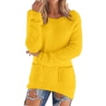 thumbnail image 1 of VISALY Pullover Crewneck Sweaters Oversized Sweaters Long Sleeve Pullovers Loose Fluffy Fuzzy Jumper Sweater Mid Long Sweaters with Pockets Athletic No Hoodies Casual No Hoodies Casual Tops Yellow L, 1 of 5