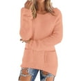 thumbnail image 1 of VISALY Pullover Crewneck Sweaters Oversized Sweaters Long Sleeve Pullovers Loose Fluffy Fuzzy Jumper Sweater Mid Long Sweaters with Pockets Essentials Hoodie Casual Tops Super Soft Sweatshirts Beige L, 1 of 5