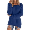 thumbnail image 1 of VISALY Pullover Crewneck Sweaters Oversized Sweaters Long Sleeve Pullovers Loose Fluffy Fuzzy Jumper Sweater Mid Long Sweaters with Pockets Plain Sweatshirt Basic Hoodie Lightweight Hoodie Blue Xl, 1 of 5