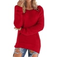 thumbnail image 1 of VISALY Pullover Crewneck Sweaters Oversized Sweaters Loose Fluffy Fuzzy Pullover Casual Top Solid Long Sleeve Jumper Sweaters Long Blouse with Pockets Fall Sweatshirts Jackets Soft Red 4Xl, 1 of 5