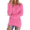 thumbnail image 1 of VISALY Pullover Crewneck Sweaters Oversized Sweaters Loose Fluffy Fuzzy Pullover Casual Top Solid Long Sleeve Jumper Sweaters Long Blouse with Pockets Sweater Jacket Women Comfy Sweatshirt Hot Pink Xl, 1 of 5