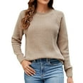 thumbnail image 1 of VISALY Pullover Crewneck Sweatshirt Crochet Sweaters Casual Long Sleeve Pullover Sweaters O Neck Oversized Ribbed Knit Fall Winter Sweater Loose Fit Hoodie Baggy Sweaters Tunic Sweater Khaki S, 1 of 8