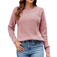 thumbnail image 1 of VISALY Pullover Crewneck Sweatshirt Crochet Sweaters Casual Long Sleeve Pullover Sweaters O Neck Oversized Ribbed Knit Fall Winter Sweater Loose Fit Hoodie Baggy Sweaters Tunic Sweater Pink S, 1 of 8