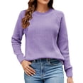 thumbnail image 1 of VISALY Pullover Crewneck Sweatshirt Crochet Sweaters Casual Long Sleeve Pullover Sweaters O Neck Oversized Ribbed Knit Fall Winter Sweater Loose Fit Hoodie Baggy Sweaters Tunic Sweater Purple S, 1 of 8