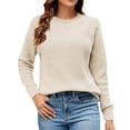 thumbnail image 1 of VISALY Pullover Crewneck Sweatshirt Crochet Sweaters Casual Long Sleeve Pullover Sweaters O Neck Oversized Ribbed Knit Fall Winter Sweater Loose Fit Hoodie Baggy Sweaters Tunic Sweater Beige L, 1 of 8