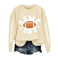 thumbnail image 1 of VISALY Pullover Crewneck Sweatshirt Graphic Sweatshirts Football Sweatshirts Cute Baseball Graphic Print Long Sleeve Shirts Fall Winter Pullover Casual Sweaters Oversized Tops Tunic Tops Beige L, 1 of 4