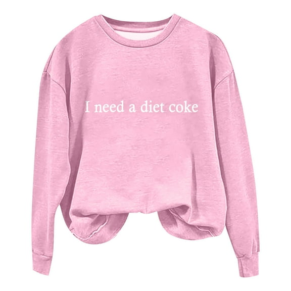 VISALY Pullover Crewneck Sweatshirt Graphic Sweatshirts Funny Crewneck Sweatshirt Long Sleeve Sweatshirt Fleece Sweater Fall Sweatshirt Oversized Sweatshirt Pullovers Tunic Sweater Pink M