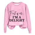thumbnail image 1 of VISALY Pullover Crewneck Sweatshirt Graphic Sweatshirts Sweatshirt for Women Funny Letter Shirts Long Sleeve Pullover Fleece Sweaters Casual Sweaters Women's Pullovers Solid Sweatshirt Pink S, 1 of 6