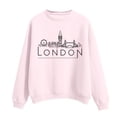 thumbnail image 1 of VISALY Pullover Crewneck Sweatshirt Graphic Sweatshirts Women's Solid Round Neck Long Sleeved London Printed Casual Sweaters Womens Sweatshirts Sweatshirt for Women Red M, 1 of 3