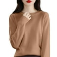 thumbnail image 1 of VISALY Pullover Crewneck Sweatshirt Knit Sweater Sweaters for Women Knit Crew Neck Long Sleeve Soft Pullover Sweater 4.4 4.4 Out Of 5 10 Ratings : $5.99 Crochet Sweaters Basic Tops Basic Tops Gold S, 1 of 4
