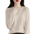 thumbnail image 1 of VISALY Pullover Crewneck Sweatshirt Knit Sweater Sweaters for Women Knit Crew Neck Long Sleeve Soft Pullover Sweater 4.4 4.4 Out Of 5 10 Ratings : $5.99 Crochet Sweaters Basic Tops Basic Tops Beige L, 1 of 4