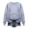 thumbnail image 1 of VISALY Pullover Crewneck Sweatshirt Print Sweatshirt Casual Oversized Sweatshirt Long Sleeve Preppy Sweatshirts Fall Pullover Sweaters Cable Knit Sweaters Sweatshirt Basic Sweatshirt Light Violet L, 1 of 3