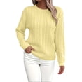 thumbnail image 1 of VISALY Pullover Crewneck Sweatshirt Ribbed Long Sleeve Tops Sweaters Fall Fashion Solid Round Neck Casual Knit Sweater Sweater Crochet Sweaters Running Sweatshirts Half Zip Pullover Women Yellow Xl, 1 of 6