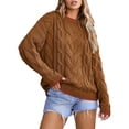 thumbnail image 1 of VISALY Pullover Crewneck Sweatshirt Ribbed Long Sleeve Tops Trendy Sweater Tops Fall Chunky Cable Knit Pullover Sweaters Thick Sweatshirts Business Casual Sweaters Casual Sweatshirt Orange Xl, 1 of 6