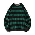 thumbnail image 1 of VISALY Pullover Crewneck Sweatshirt Striped Sweater Autumn Winter Sweatshirt Round Pullover Tops Long Sleeved Stripe Blouse Casual Sweaters Basic Sweatshirts Half Zip Pullover Women Army Green L, 1 of 3