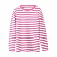 thumbnail image 1 of VISALY Pullover Crewneck Sweatshirt Striped Sweater Round Neck Knitted Pure Color Sweater Autumn Winter Classic Top Sweaters Crochet Sweaters Sweatshirts Loose Fit Hoodie Fitted Sweater Pink M, 1 of 4