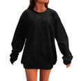 thumbnail image 1 of VISALY Pullover Crewneck Sweatshirt Tunic Sweatshirt Autumn Winter Casual Sport Solid Pullover Tops Long Sleeve Crewneck Oversized Sweatshirts Comfy Sweaters Sweatshirt Thick Sweatshirts Black L, 1 of 9