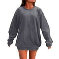 thumbnail image 1 of VISALY Pullover Crewneck Sweatshirt Tunic Sweatshirt Autumn Winter Casual Sport Solid Pullover Tops Long Sleeve Crewneck Oversized Sweatshirts Comfy Sweaters Sweatshirt Thick Sweatshirts Grey Xl, 1 of 9