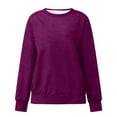 thumbnail image 1 of VISALY Pullover Crewneck Sweatshirt Tunic Sweatshirt Autumn Winter Loose Casual Casual Long Sleeves Round Neck Solid Color Sweatershirt Oversized Sweatshirt Hoodies Pullover Solid Sweatshirt Purple S, 1 of 4