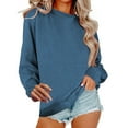 thumbnail image 1 of VISALY Pullover Crewneck Sweatshirt Tunic Sweatshirt Casual Oversized Sweatshirt Long Sleeve Preppy Sweatshirts Fall Pullover Sweaters Comfy Tops Winter Sweatshirts Basic Sweatshirt Navy L, 1 of 6