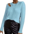 thumbnail image 1 of VISALY Pullover Crewneck Sweatshirt Tunic Sweatshirt Fall Winter Sweaters Neck Off Shoulder Long Sleeve Knit Sweater Loose Pullover Tops Mesh Sweaters Basic Sweatshirt Casual Sweatshirt Sky Blue Xxl, 1 of 5