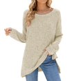 thumbnail image 1 of VISALY Pullover Crewneck Sweatshirt Tunic Sweatshirt Long Sleeve Shirts Loose Fit Casual Tops Fall Fashion Pullover Sweaters Side Oversized Sweatshirt Pullover Women Sweater Shirts Beige Xl, 1 of 9