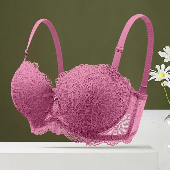 VISALY Push Up Bra Lace Bras Womens Cut Bra Underwear Bralette Crop Top Female Bra Brassiere Bra Thin Cup Bra Unpadded Bra Wireless Bras Strapless Bras For Women Plus Size Bras For Women Pink 85