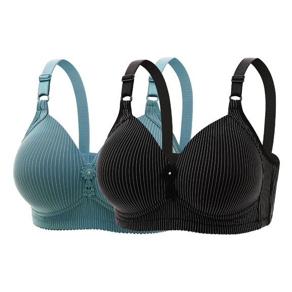 VISALY Push Up Bra Seamless Bras High Support Bras For Women Adjustable Strap Full Coverage Up Bras Comfortable No Underwire Wireless Bras Wireless Bras Comfortable Bras Bras For Women Dark blue 46