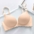 thumbnail image 1 of VISALY Push Up Bra T-Shirt Bras Macaron Underwear Traceless Girl Bra Set Smooth No Underwire Gathered Upper Bracket Adjustable Bra Wireless Bras For Women Comfortable Bras Bras For Women Beige 32, 1 of 4
