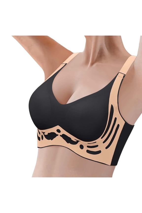 Push Up Bra, Womens Wireless Bra Super Gather Bra Anti Sagging Breasts Support Pushup Lifting Bras for Older Women, Bras for Women, Push Up Bra, Bras (01# Black, XXL)