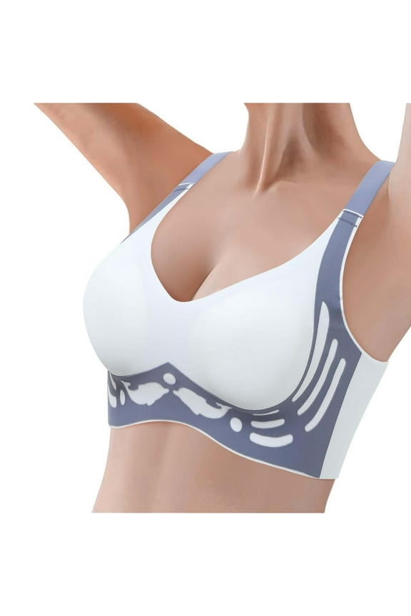 Push Up Bra, Womens Wireless Bra Super Gather Bra Anti Sagging Breasts Support Pushup Lifting Bras for Older Women, Bras for Women, Push Up Bra, Bras (01# Blue, M)