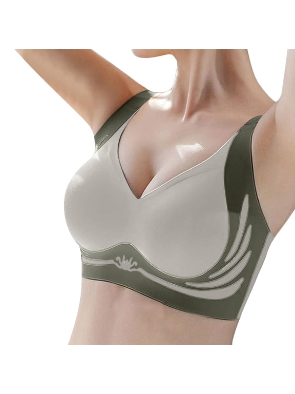 Push Up Bra, Womens Wireless Bra Super Gather Bra Anti Sagging Breasts Support Pushup Lifting Bras for Older Women, Bras for Women, Push Up Bra, Bras (02# Green, XXL)