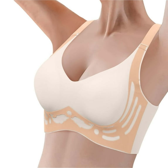 VISALY Push Up Bra, Womens Wireless Bra Super Gather Bra Anti Sagging Breasts Support Pushup Lifting Bras for Older Women, Bras for Women, Push Up Bra, Bras, M-4XL