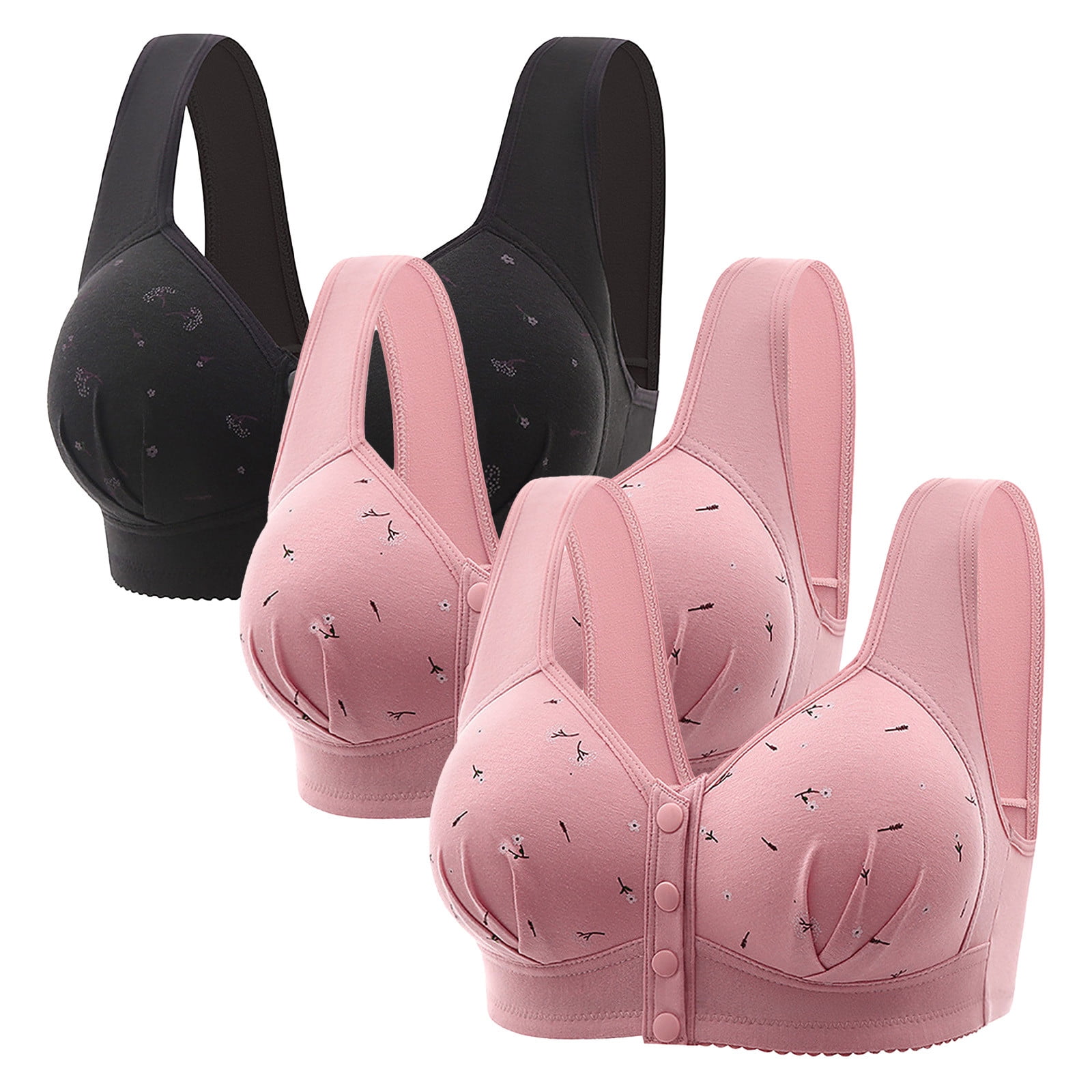 VISALY Push Up Bras for Women Front Closure Wireless Bra, Large Size ...