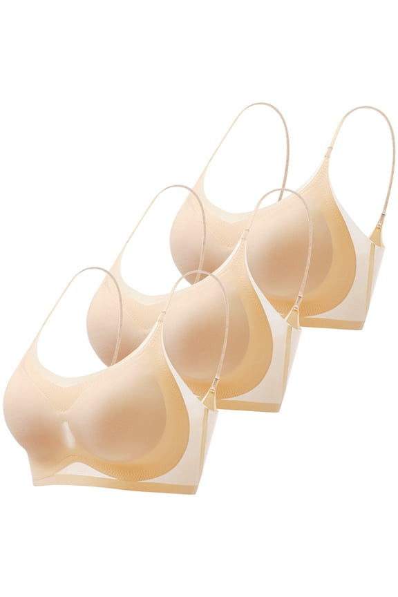 Push Up Bras for Women Seamless underwear women pack, 3Pc Summer Ultra-Thin Mesh Ice Silk Seamless Suspenders Underwear Gathered, Plus size strapless bras Shapedly bra, B,M