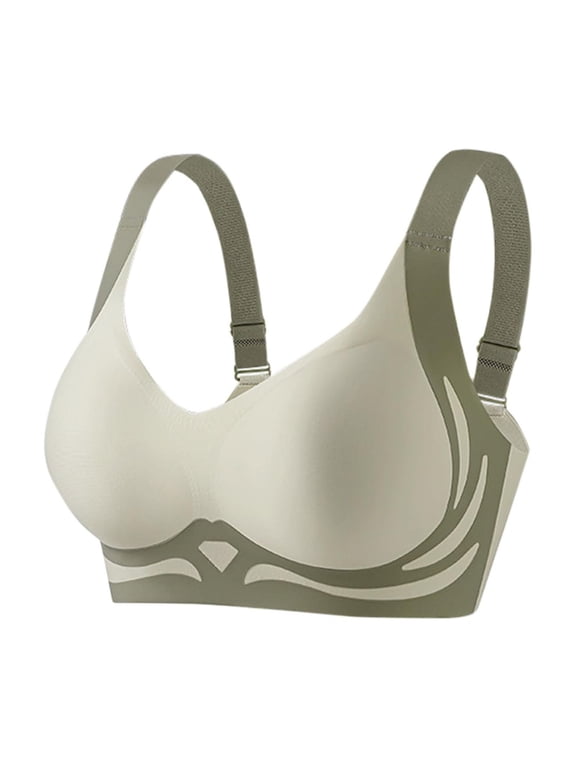 Push Up Bras for Women Super gather bra lifting anti-sagging, Contrast Color Lifting Bra for Women One-Piece Fixed Cup Gathered Side, Racer back sports bra Racerback bras, Mint Green,XL