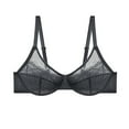 thumbnail image 1 of VISALY Push Up Bras for Women Underwire, Women's Large Size Thin Mesh Gathered French Soft Underwire Bra Thin Breathable, Bandeau Tops with Built In Bra Plus Size for Curvy Women, Grey,34D, 1 of 9
