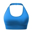 thumbnail image 1 of VISALY Push Up Sports Bras Halter Open Back Sports Bra Built-In Pads Seamless Stretch Crop Tank Top Breathable Slim Fit Workout Yoga Athletic Vest No Show Halter Workout Top Built In Bra Blue Xl, 1 of 9