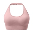 thumbnail image 1 of VISALY Push Up Sports Bras Halter Open Back Sports Bra Built-In Pads Seamless Stretch Crop Tank Top Breathable Slim Fit Workout Yoga Athletic Vest No Show Bras Workout Top Built In Bra Light Pink S, 1 of 9